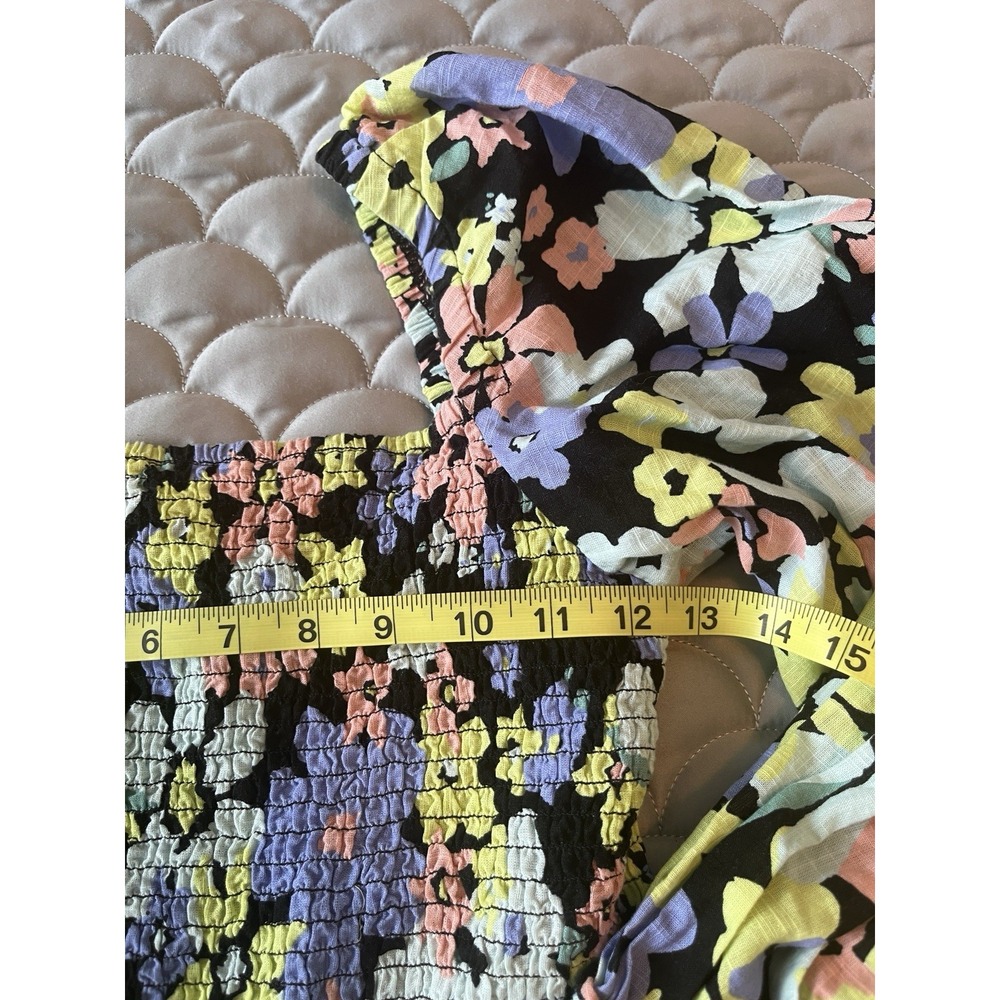Free People Ariana Printed Top Floral Puff Sleeve Smocked Blouse Size xsmall - Picture 8 of 10